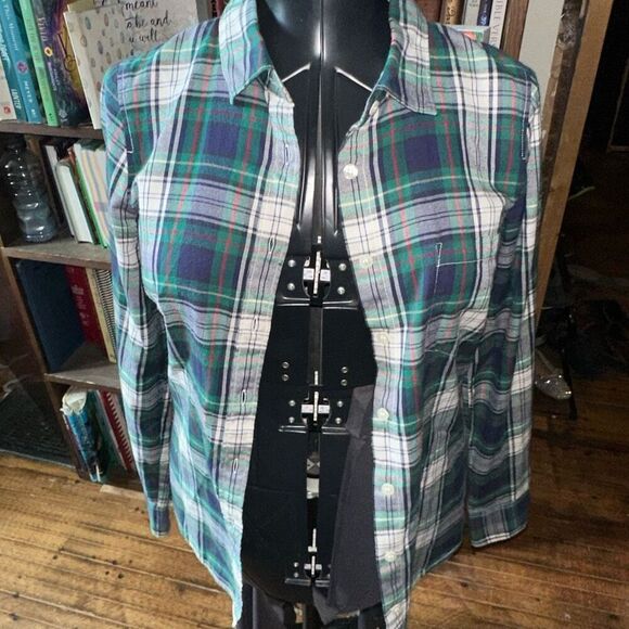 J Crew green & blue plaid lumberjack button down Perfect shirt - Picture 1 of 3